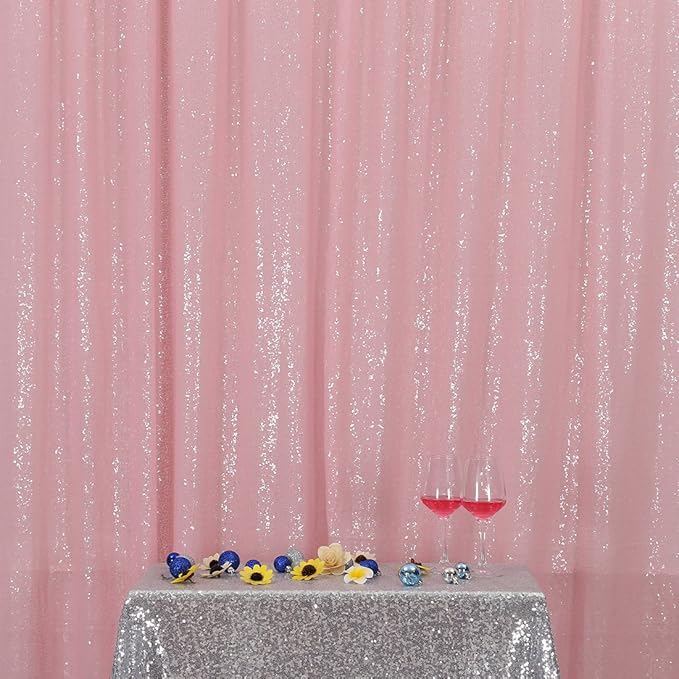 Poise3EHome Pink Sequin Backdrop, 10Ft x 10Ft Glitter Photography Background Curtains for Party Baby Shower Wedding Birthday Christmas Thanksgiving Halloween Decoration