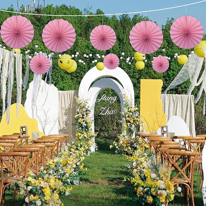 BARTHEW Pink Party Decorations, Pink Paper Decorations for Party, Baby Shower Decorations, Schoolgirl Style Classroom Decor, 12in, 30 Color DIY Set