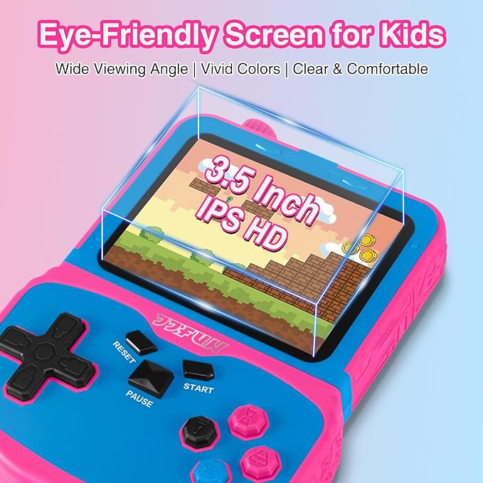 Handheld Game Console for Girls, 220 Retro Games Built-in, 3.5'' HD IPS Screen, Rechargeable Mini Portable Video Game Player for Travel & Car Trips, Gift for Kids (Rose Red)