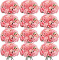 Tigeen Artificial Flowers Artificial Peonies Silk Flowers Faux Peony Fake Peony Silk Hydrangea Bouquet for Wedding Table Centerpiece Floral Vase Decor(Rose Pink,12 Bundles)