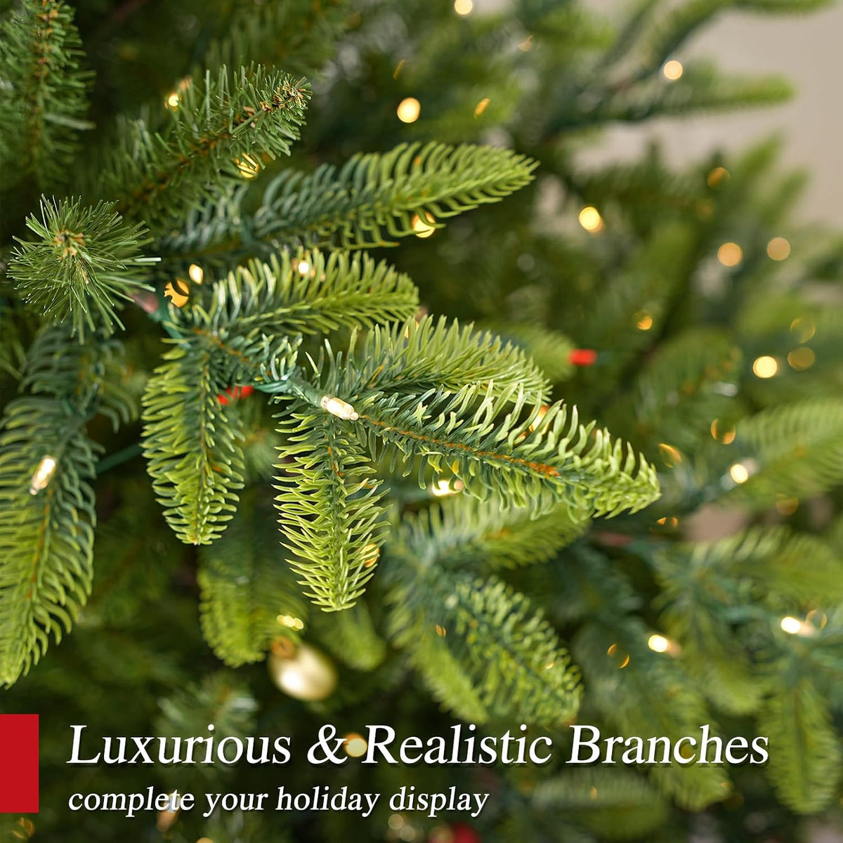 hykolity 7.5 ft prelit christmas tree with realistic, side view