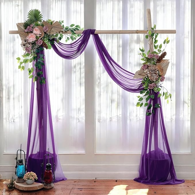 MDS Halloween Chiffon Draping Fabric - 1 Panel, 30" Wide x 50ft Long - Sheer Spooky Arbor & Canopy Drapery for Haunted House Backdrops, Party Ceilings, DIY Costumes & Themed Events - Cadbury Purple