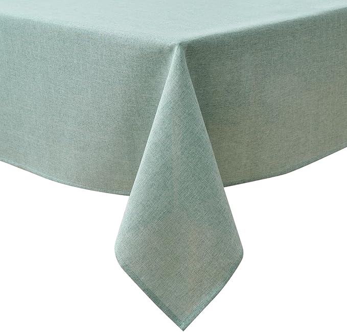 NLMUVW Sage Green Linen Tablecloth Rectangle, Rustic Textured Table Cloth Water Resistant Farmhouse Table Cover for Kitchen Dining Party Coffee, 54x96 Inch