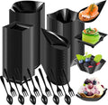 mini appetizer plates disposable, classic style, black, main product view