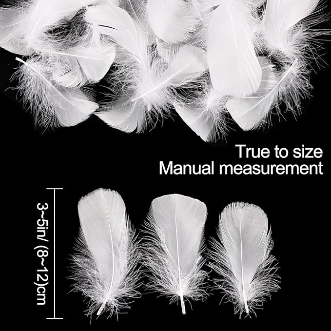 THARAHT 360pcs White Feathers 3-5 inch Craft Feathers Assorted Rainbow Colors Feathers for Kids for DIY Handmade Wedding Home Party Decorations Natural Feather