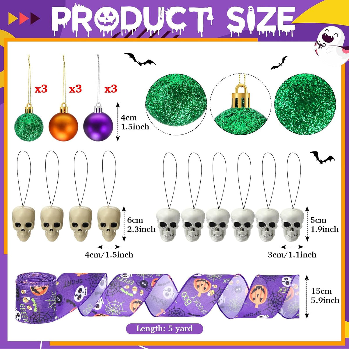 43 Pcs Halloween Tree Ornaments Decorations Tree Topper Hanging Ornaments for...