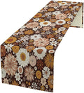 Boho Floral Table Runner, Vintage Country Farmhouse Daisy Flowers Modern Kitchen Dining Room Decoration for Indoor and Outdoor Wedding Party Banquet Table Runner 13x36 Inch