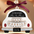 Pawzity Wedding Gifts - Mr and Mrs Gifts - Wedding Gift for Couples 2026, Bride, Newlyweds - Bridal Shower Gift Ideas for Married Newlywed, Future Mr and Mrs - Wood Just Married Ornament 2026