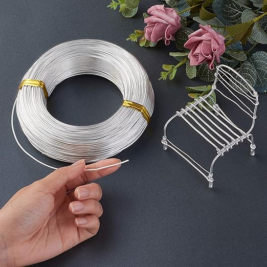 Fashewelry 328 Feet 15 Gauge Aluminum Wire Silver Bendable Metal Craft Wire for Beading Jewelry Craft Making