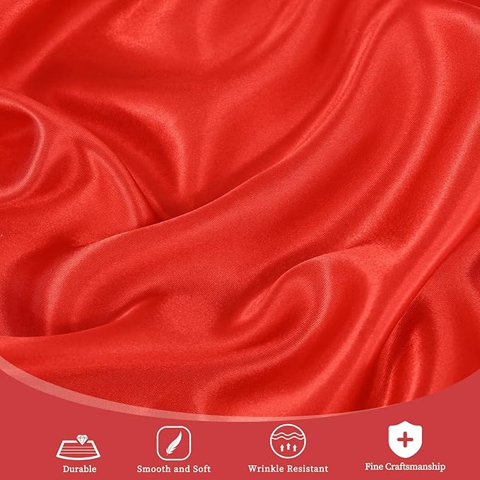 fani 6 Pack 108 Inch Red Satin Tablecloth - Premium Bright Silky Round Tablecloth Overlay Smooth Fabric Table Cover, Table Decoration for Wedding Party Banquet Events Restaurant Kitchen Dining