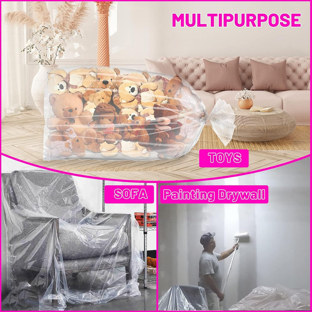 4 Pcs 98.4 x 59 Inches Clear Large Balloon Bags for Transport | Christmas Tree Disposal and Storage Bag, Balloon Drop Bag, Giant Carrying Storage Bags for Wedding Birthday Party Supplies