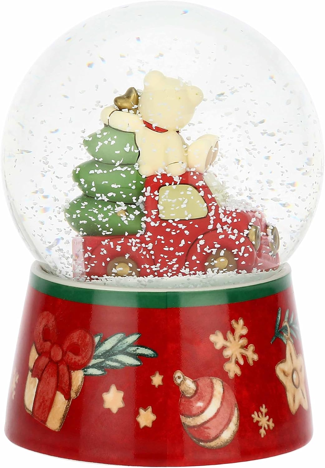 THUN, Boule De Neige Gnome Oliver E Teddy Made Glass and Ceramic, Large Version, Christmas Collection, Collectible Furniture, Gift Idea for Christmas, Diameter 10 cm, H 14 cm