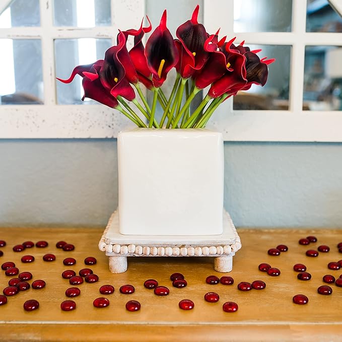 Galashield Flat Glass Marbles for Vases Red Glass Gems Beads Pebbles Vase Filler (5 LBS, Approx. 540 PCS)
