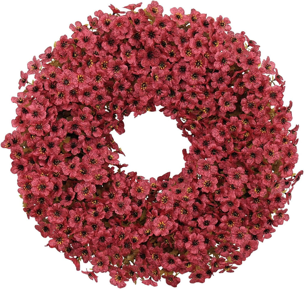 20" burgundy fall wreath for front door, artificial, main product view