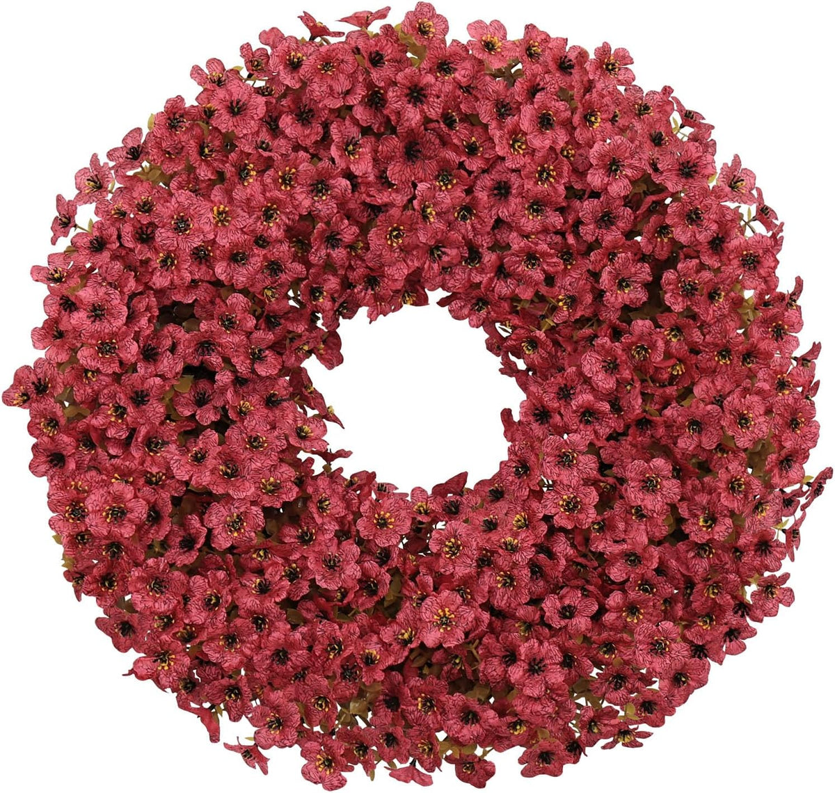 20" burgundy fall wreath for front door, artificial, main product view