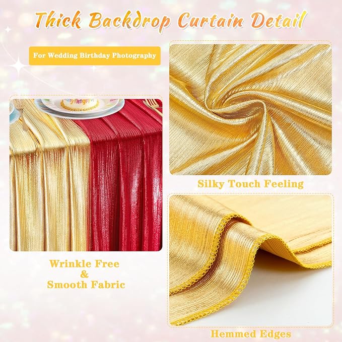 Gold Backdrop Curtains for Birthday Party: 4.8ftx8ft Sequin Background Baby Shower Curtain Drapes for Graduation Arch Backdrop