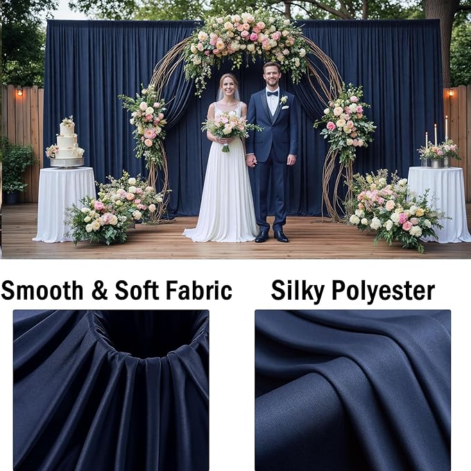 30ftx10ft Navy Blue Backdrop Curtains for Party Background, Wrinkle Free 6 Panels Navy Photo Backdrop Drapes Back Drop Cloth for Wedding Birthday Photography Baby Shower Decor