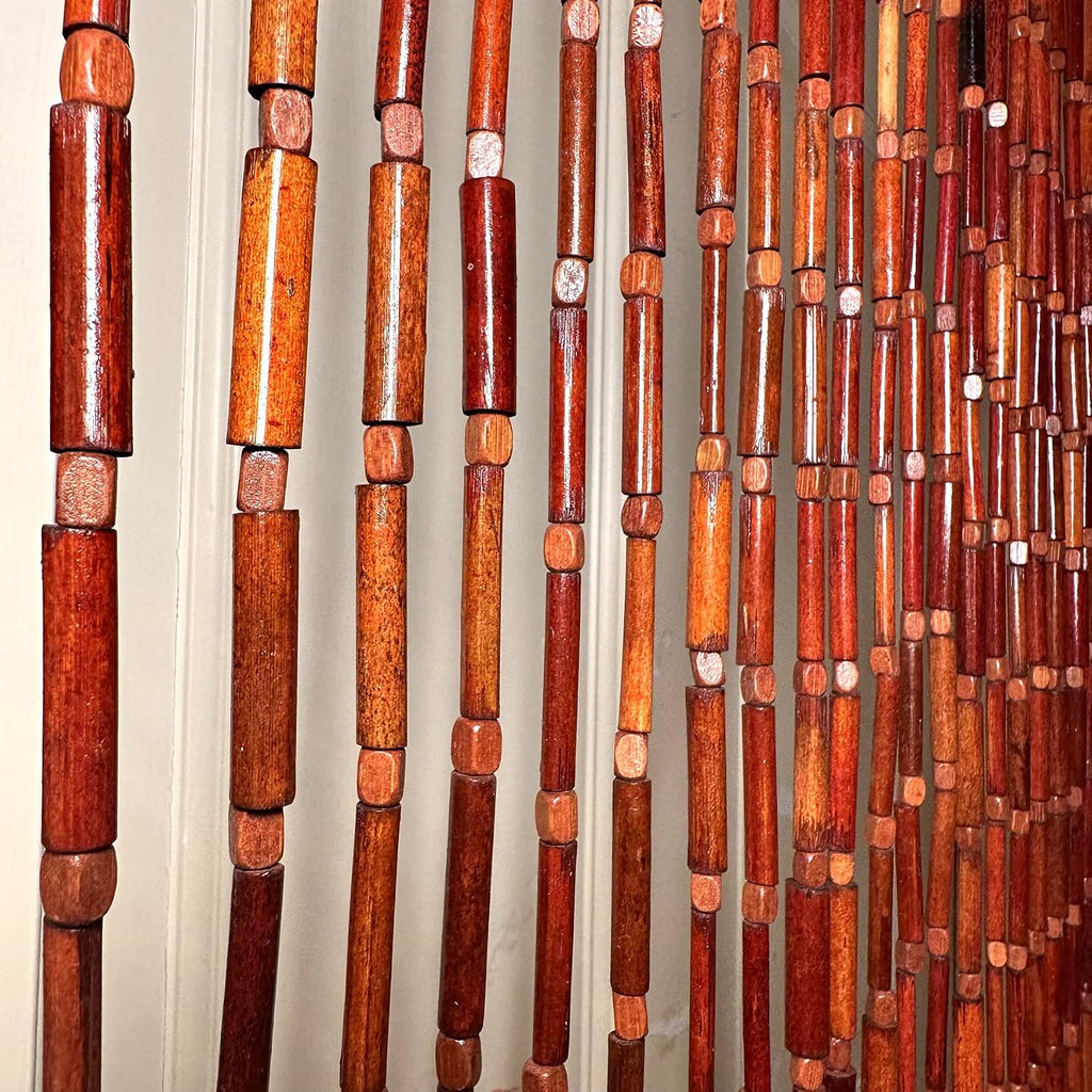 natural dark brown bamboo beaded curtain room divider, main product view