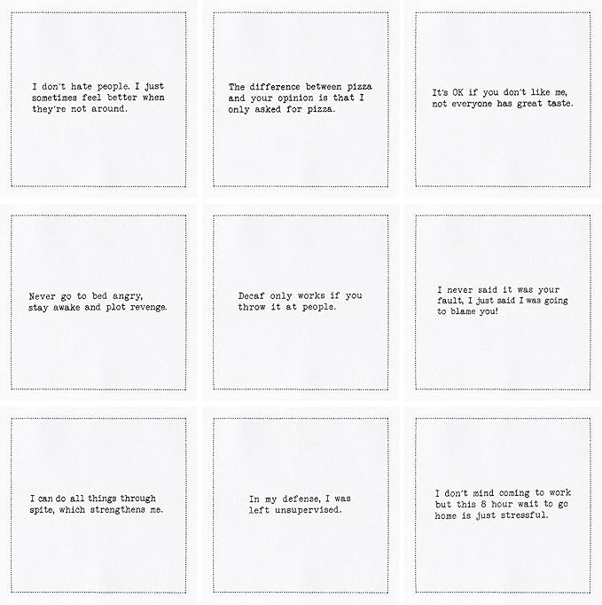Five Star Napkins Subversive Quotes Cotton Cocktail Napkins,Beverage Napkin, Bar Napkin, Party Napkins,Small Napkins,Napkins for Events,Holidays, Weddings,Parties 4.5"x4.5"-Single Use(50x) Disposable