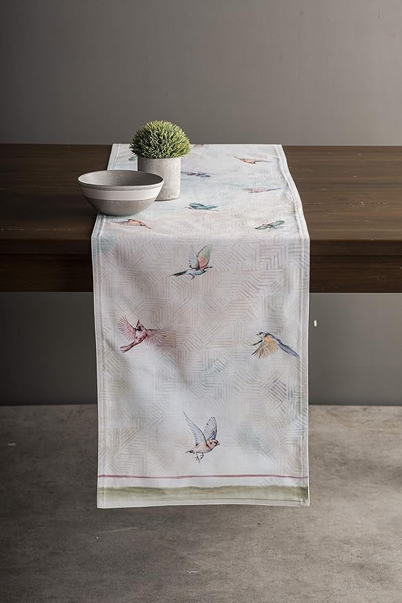 Maison d' Hermine Table Runner 100% Cotton Double Layer Table Runners 72 inches Long Decorative for Home Kitchen Dining Party Wedding Bridal Shower Spring Summer (Flying Birds, 14.50" x 72")