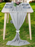 MDS 2 Pack 10ft Chiffon Table Runner 29 x 120 Inches Sheer Wedding Runner Romantic Rustic Table Runner for Wedding Decorations, Birthday Parties, Bridal Shower Party Arch Decor - Gray