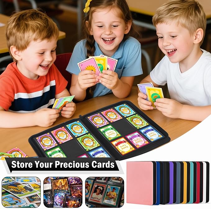 Trading Card Binder 9 Pocket, Zipper Binder Card Album Holds 540 Cards, 30 Pack Acid-Free Pages with Side Loading, Premium Leather Cover Card Folder for TCG/MTG/Sports Cards Collection, White