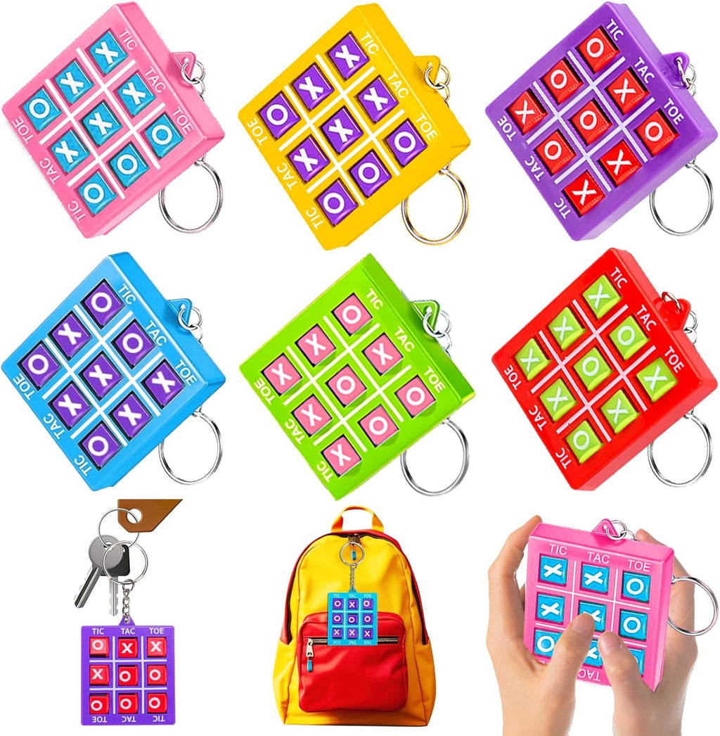 24PCS Tic Tac Toe Game Birthday Party Favors Goodie Bags Stuffers for Kids 3-5 4-8 8-12 Classroom Treasure Chest Carnival Prize Box Toys Bulk Keychain Pinata Filler Back to School Student Return Gifts