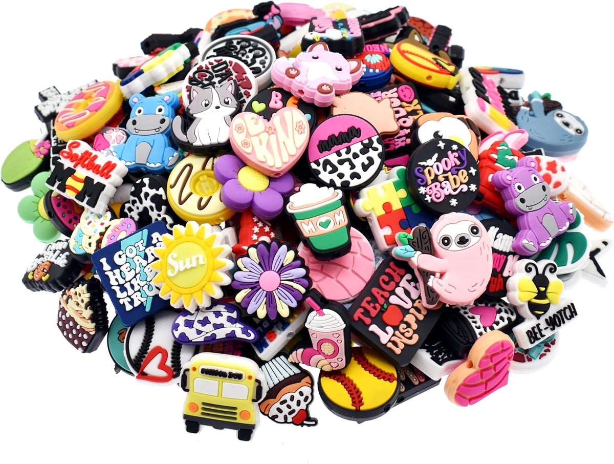 silicone focal beads bulk, different random mix collections shown in use