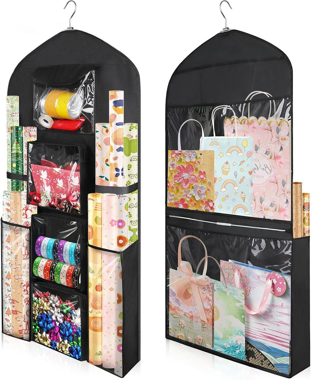 hanging wrapping paper organizer storage, over door gift, main product view