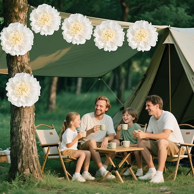 SUNBEAUTY 6 Pcs White Giant Paper Flowers Decorations 12" Large Tissue Artificial Crepe Paper Flowers for Party Wedding Wall Table Birthday Baby Shower Bridal Nursery Room Tea Party Backdrop Decor