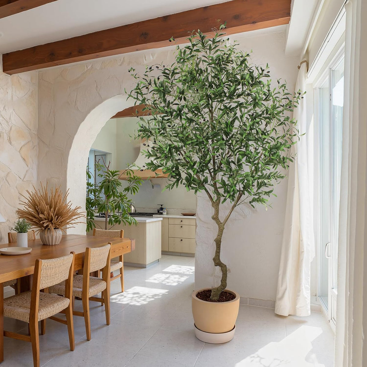 faux olive tree 8ft, large realistic silk olive showing dimensions