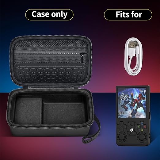 casmilee Retro Gaming Console Case for R36MAX Game Consoles, Handheld Gameboy Video Emulator Storage Holder Organizer, Portable Carrying Bag for USB Cables, SD Cards and Batteries (Box Only)