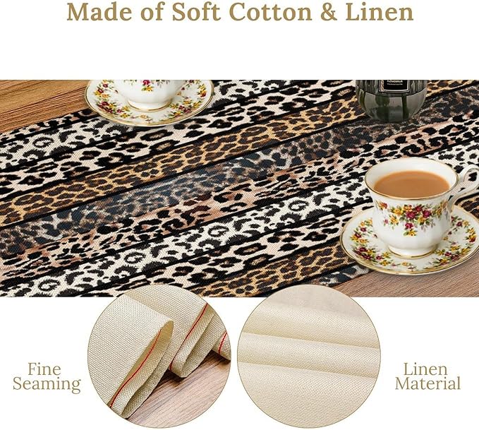 Cow Patchwork Print Table Runner, Country Farm Animal Fur Skin Farm Safari Wildlife Pattern Table Runner for Dinner Dinning Home Kitchen Living Room Party Holidays Setting, 13x90 Inch