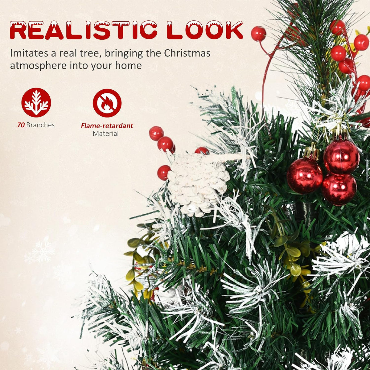 homcom artificial christmas tree prelit cordless 2 pieces, front angle view