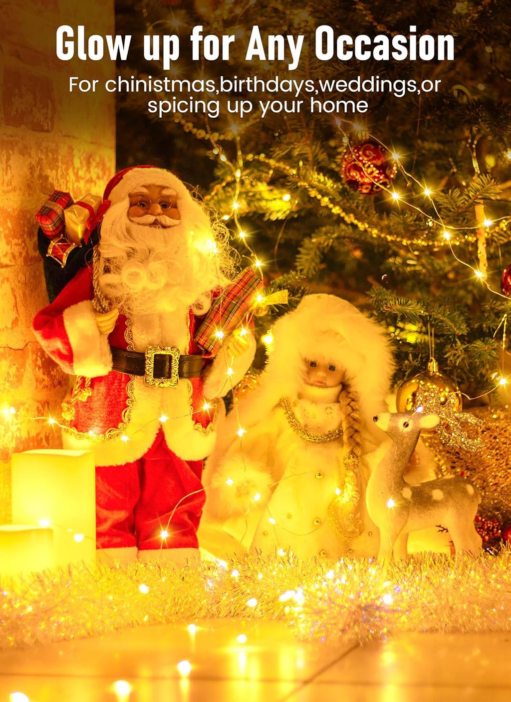Minetom Twinkle Fairy Lights, 33 ft 100 LED USB Plug in String Lights with Remote and Timer, Waterproof 8 Modes for Bedroom Indoor Wreath DIY Party Wedding Holiday Christmas Ramadan Decorations