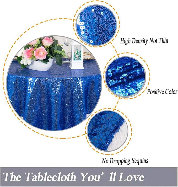 ShinyBeauty Sequin Tablecloth-Royal Blue Sequin Table Overlay and Sequin Tablecloth/Linen for Wedding/Party/Event/Decoration-Royal Blue