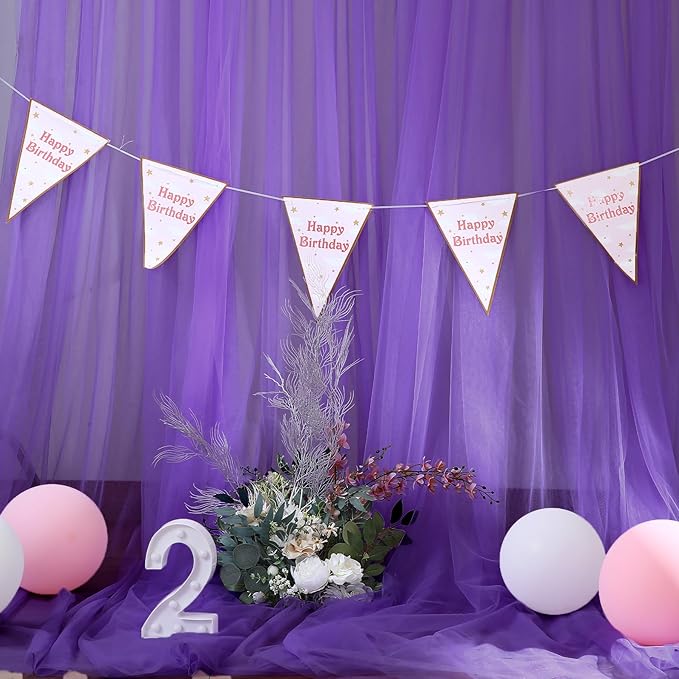 Purple Sheer Backdrop Curtain for Baby Shower Girls Birthday Party 10ft X 10 ft, 2 Panels Purple Tulle Backdrop Curtains Drapes for Wedding Photoshoot Background Decorations