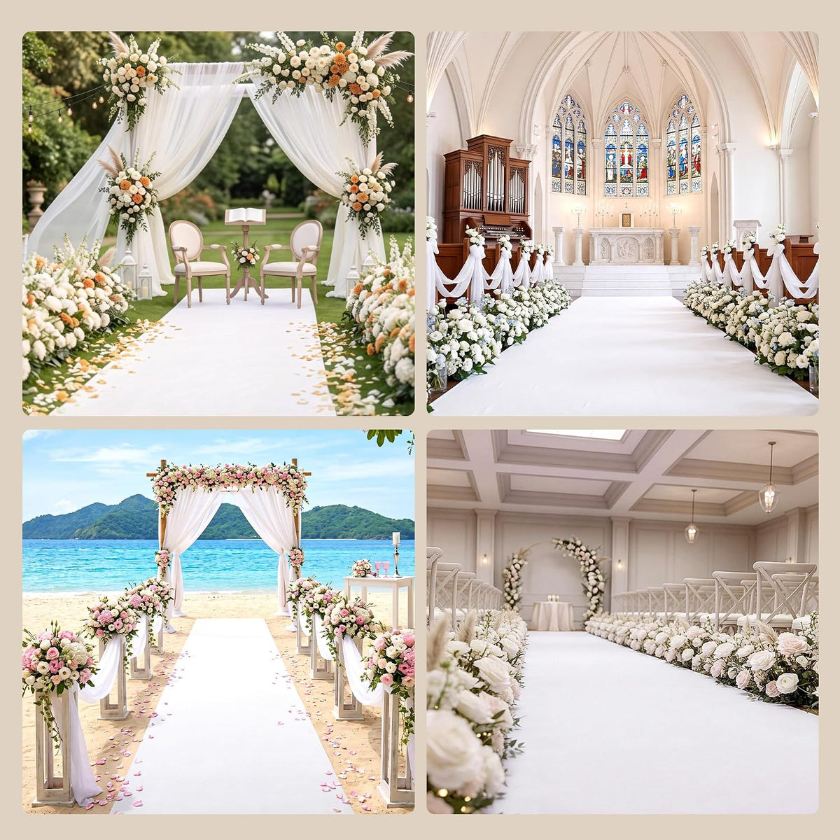 HOMBYS 260GSM Heavyweight White Aisle Runner for Wedding Ceremony, 2' x 1...