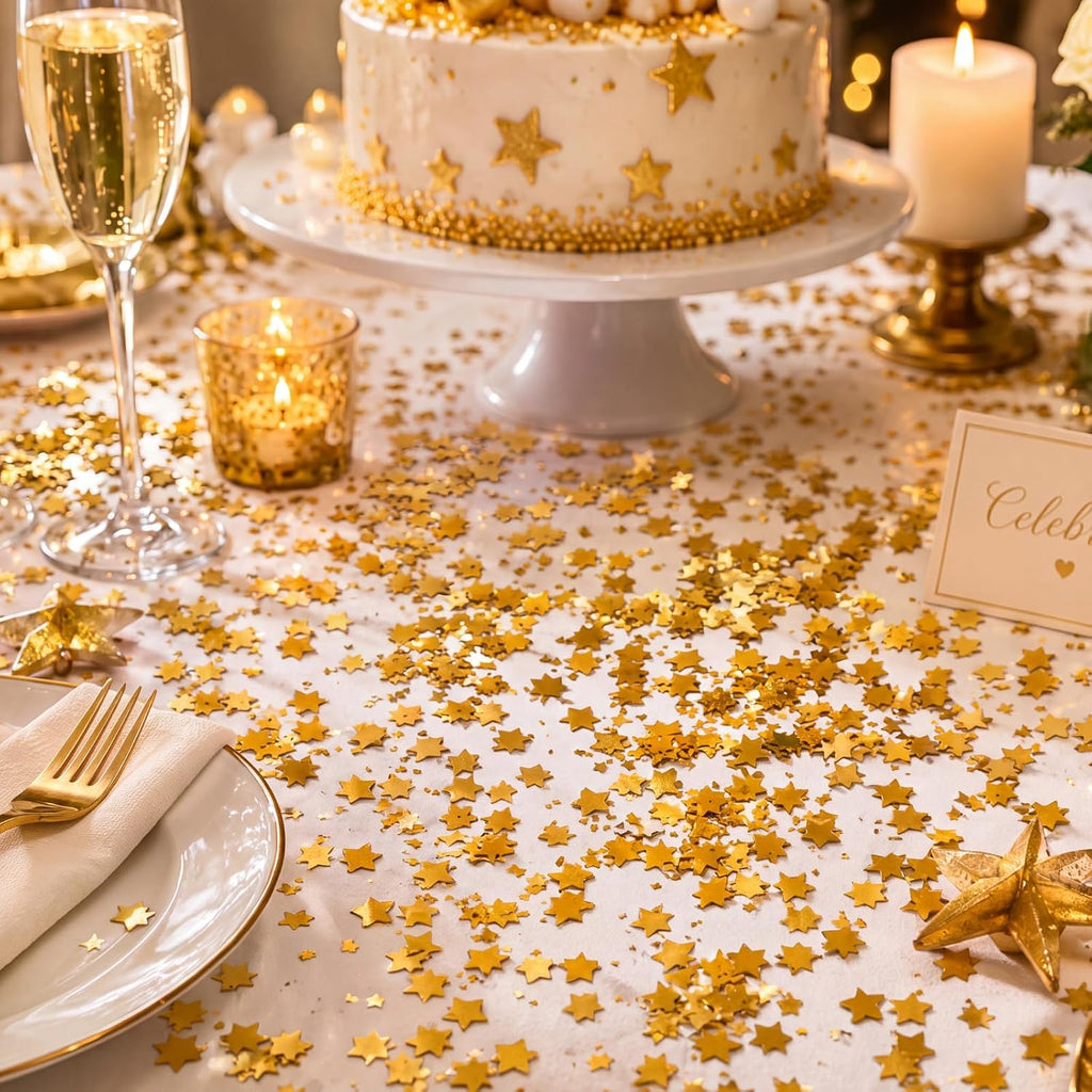 eBoot Gold Star Confetti for Party Wedding Birthday Table Scatter | Metallic Foil Sequins, Gold Shimmer Stars, Table Confetti Scatter, Birthday Bridal Shower Decoration