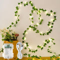 HEYFUNi 23ft Pre-Wrapped Ivy Vine Lights with 73 LEDs, USB or Battery Operated Artificial Greenery Garland for Bedroom Aesthetic, Dorm Room, Wedding Backdrop, Boho Wall Decor, Warm White