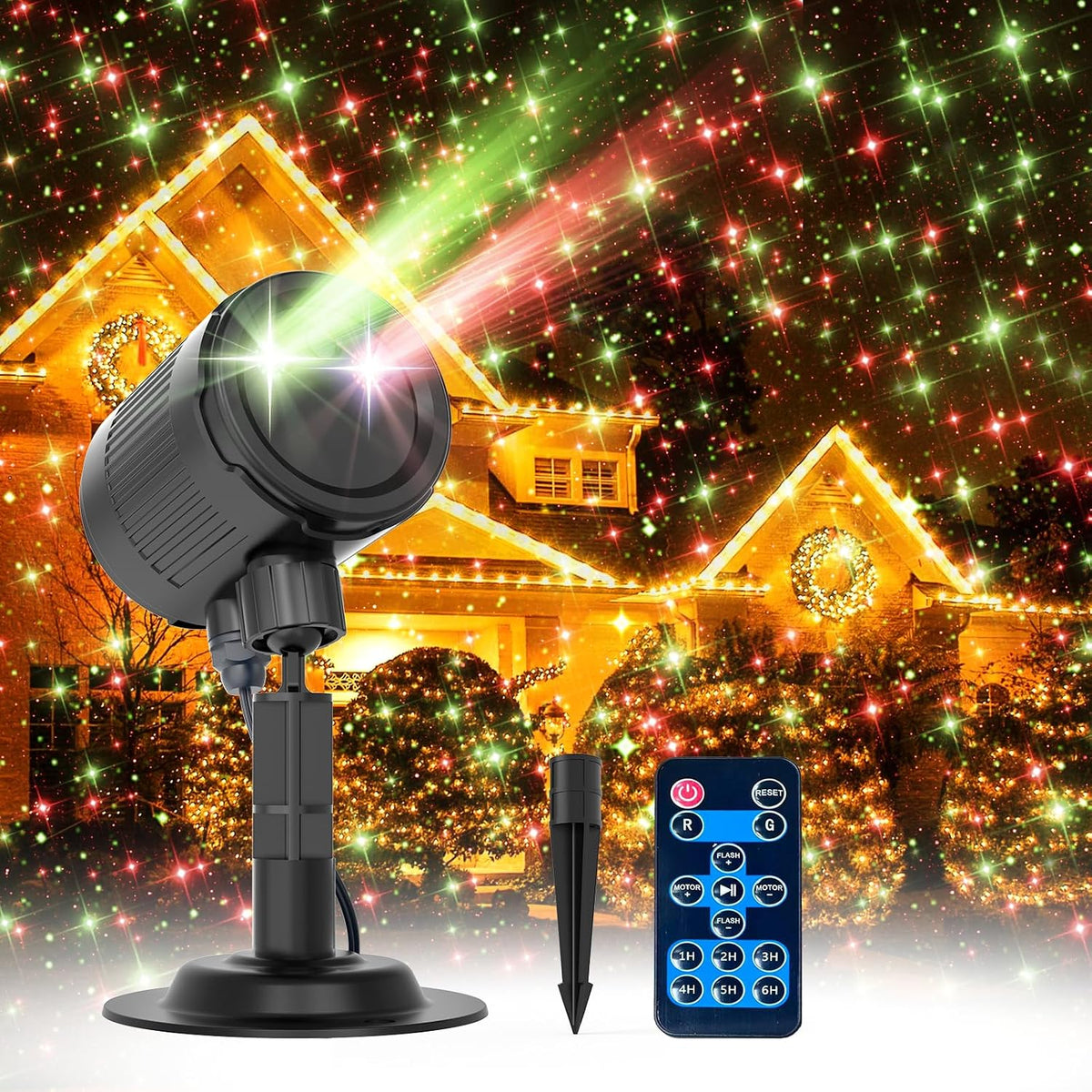Christmas Projector Lights Outdoor, Moving Starry Sky Effects Light Show,RG