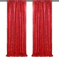 QueenDream Red Sequin Backdrop 2 Panels 2FTx8FT Christmas Party Backdrop Curtains Glitter Photo Background Wedding Stage Decorations