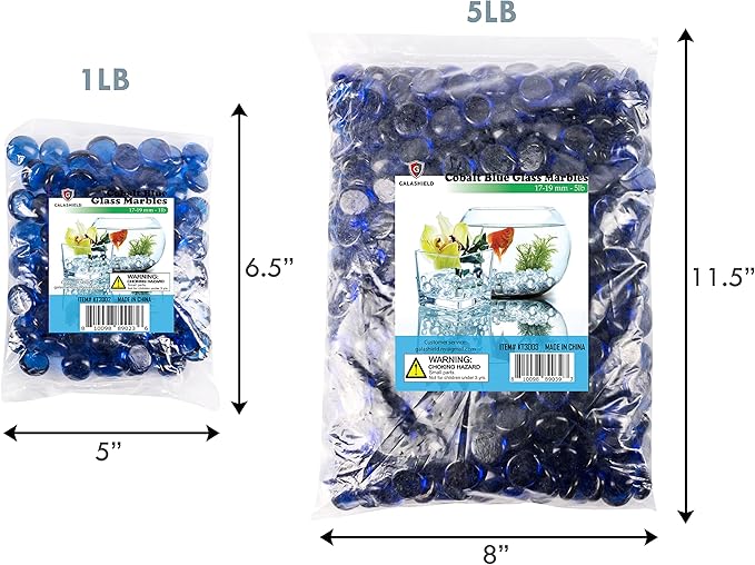 Galashield Flat Glass Marbles for Vases Cobalt Blue Glass Gems Beads Pebbles Vase Filler (1 LB, Approx. 105 PCS)