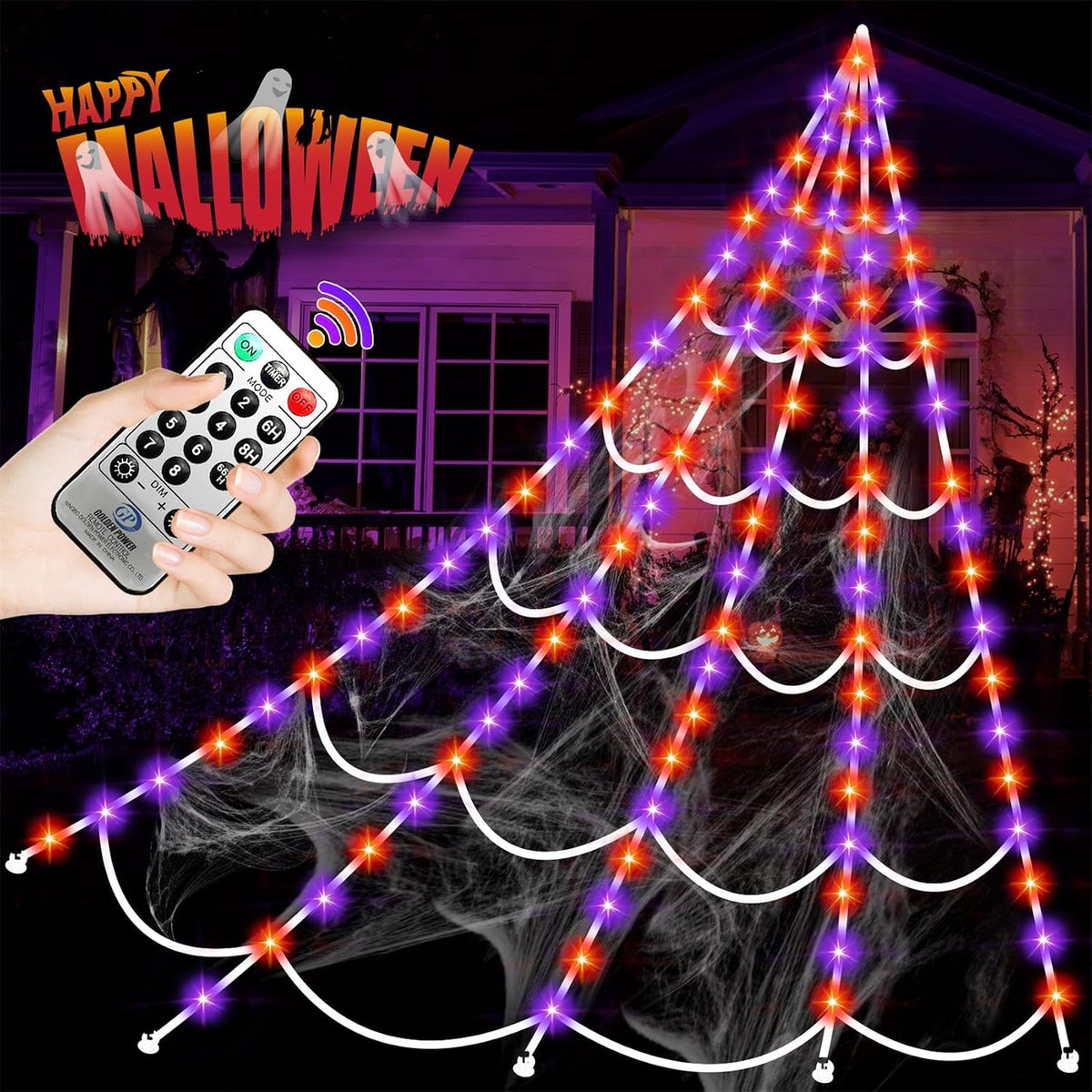 halloween decorations outdoor, 200 led halloween giant spider, main product view