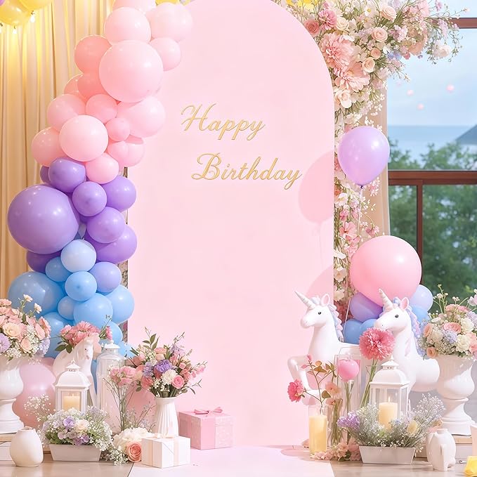 6FT Pink Arch Backdrop Cover - Polyester Fitted Wedding Arch Stand Covers Round Top Chiara Arch Backdrop Cover for Birthday Party Banquet Photo Background Decoration