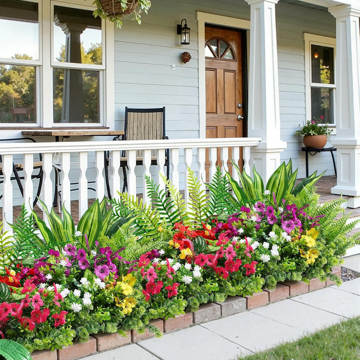 alupssuc 24 pcs artificial plants flowers for outdoors, front angle view
