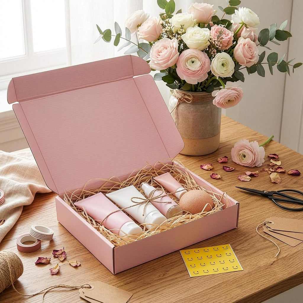 HORLIMER 11x8x2 inches Shipping Boxes Set of 25, Pink Corrugated Cardboard Gift Box for Packing, Mailing, Small Business