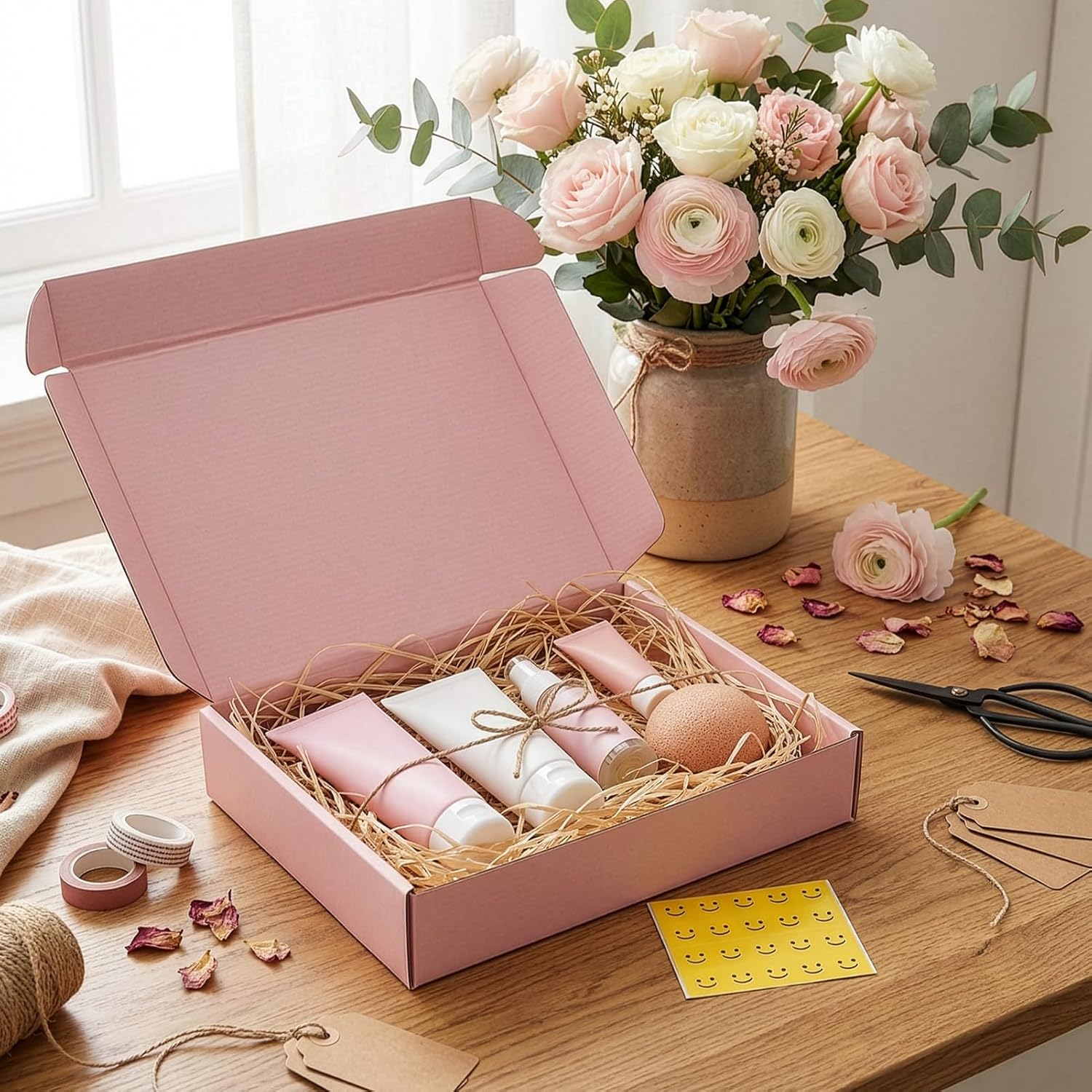 HORLIMER 11x8x2 inches Shipping Boxes Set of 25, Pink Corrugated Cardboard Gift Box for Packing, Mailing, Small Business