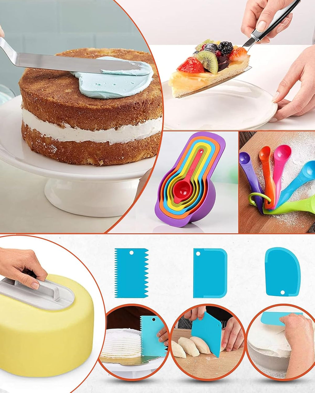 RFAQK 700 PCs Cake Decorating Kit with Baking Supplies Cake Decoration Set including Springform Pans, Cake Turntable, Numbered Piping Tips, Icing Spatulas, Fondant tools & much more (700Pcs)