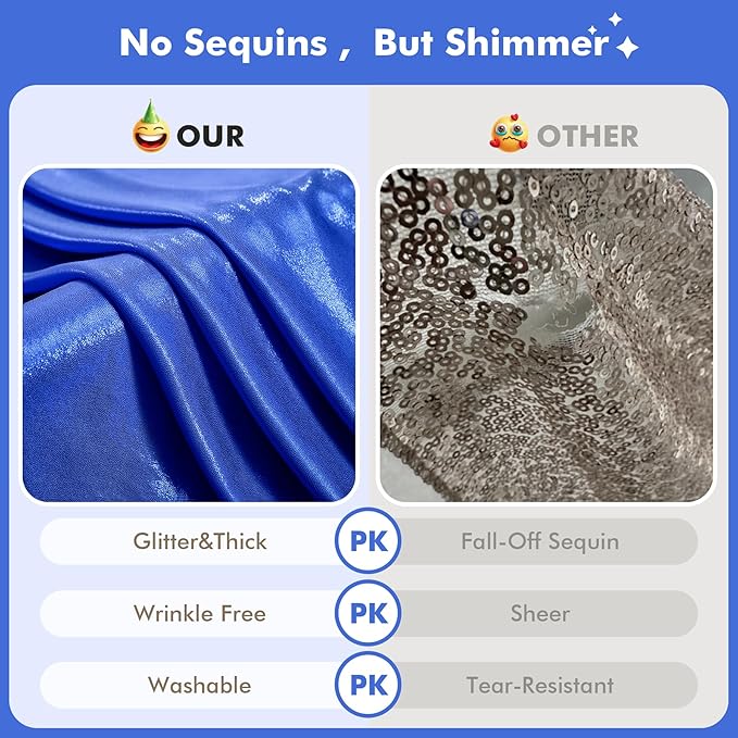 10x10ft Shimmer Royal Blue Sequin Backdrop Curtain for Parties, Thick Wrinkle Free Glitter Blue Photo Backdrop Drapes Curtains for Birthday Wedding Photography Background-2 Panels 5x10ft